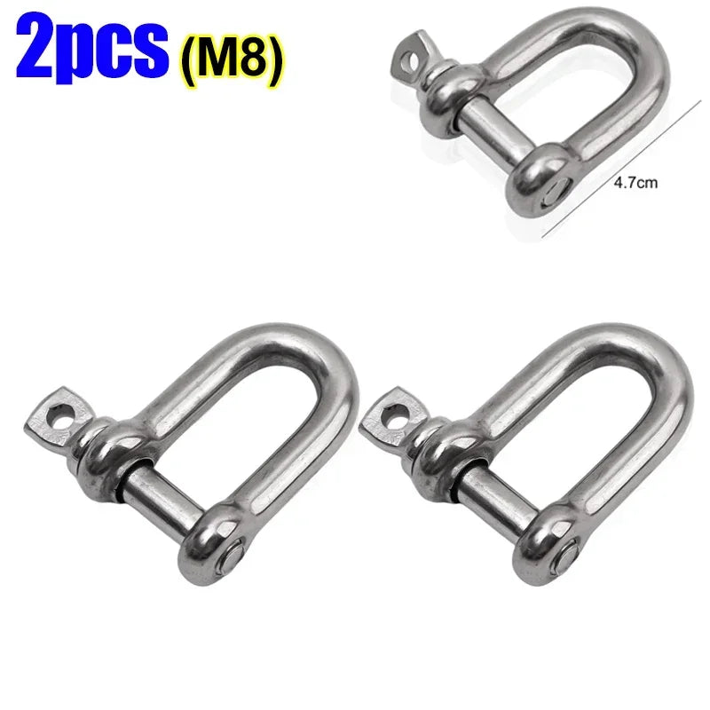 Stainless Steel D Ring Shackle HeavyDuty Ship Rigging Mooring Tow Recovery Clip Boat Vehicle Rope Chain Connector Metal Fastener