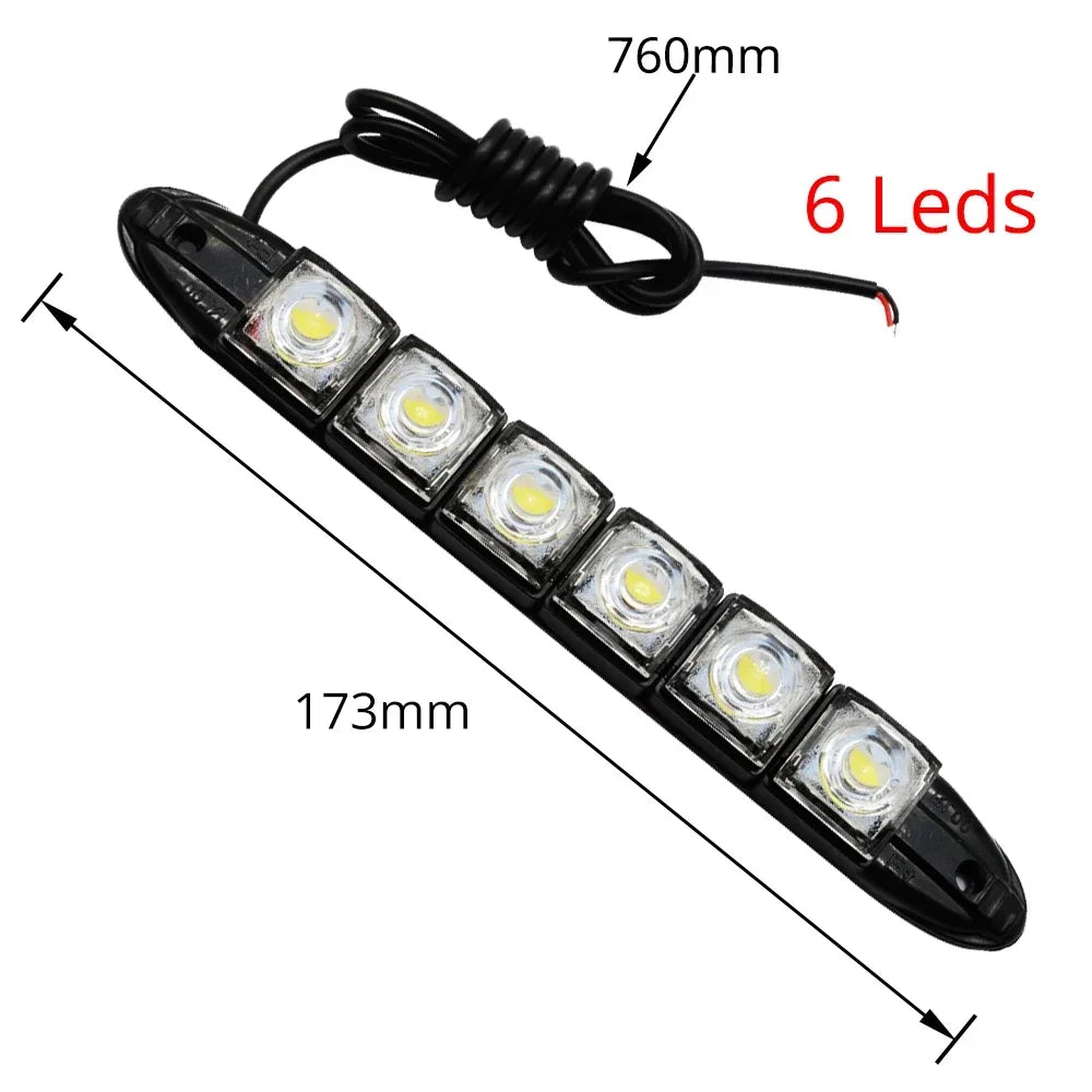 2Pcs Universal Car Led DRL Daytime Running Light Flexible 6SMD White Ice Blue Waterproof Driving Fog Bulb Styling DC 12V Tools