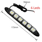2Pcs Universal Car Led DRL Daytime Running Light Flexible 6SMD White Ice Blue Waterproof Driving Fog Bulb Styling DC 12V Tools
