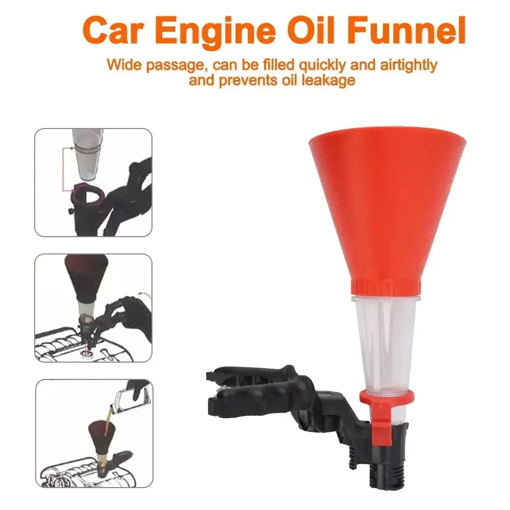 Car Engine Oil Funnel Universal Fuel Add Funnel Tools Adjustable Gasoline Special Funnel Non-leakage Design amagi