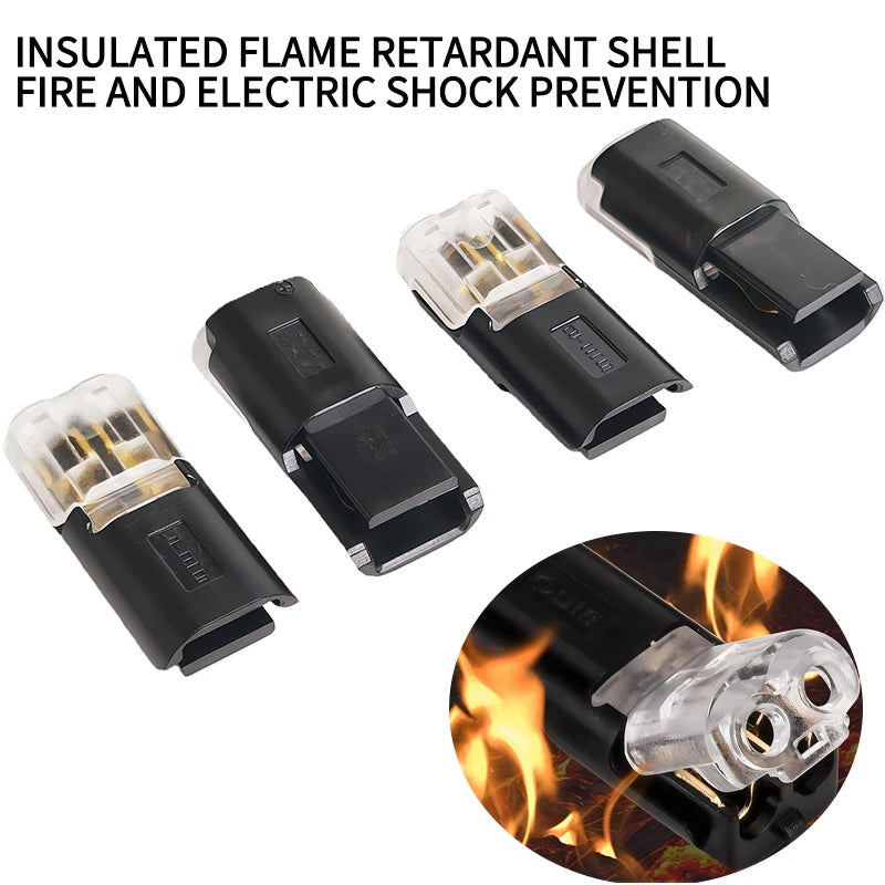 50 Pairs 2 Pin Solderless LED Wire Connector, Insulation Piercing Strip-Free Quick Plug Terminal for LED Light Cable Connection