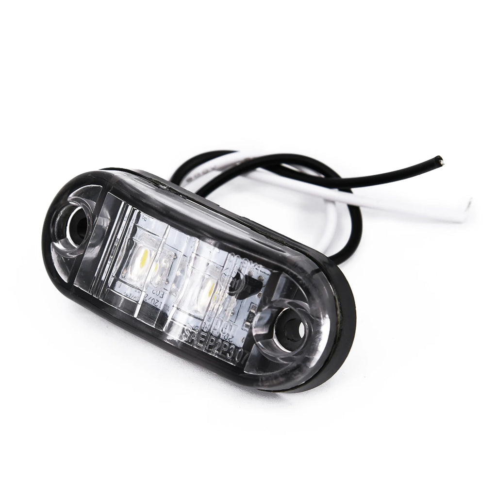 2Pcs Set White Marker Lights 12V LED Car Side Marker Tail Light 24V Trailer Truck Lamp Waterproof Plastic Signal Lamp