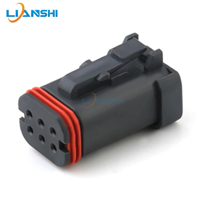 DT16-6SB-KP01 automotive connector, wiring harness plug, 6P6 hole, black, waterproof and dustproof
