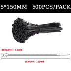 Heavy Duty Self-Locking Nylon Cable Ties 5x200 5x500mm Black, Weatherproof Zip Ties for Electrical Industrial Home Use,Bulk Pack