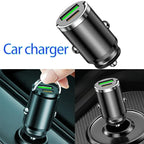 For Iphone/Samsung/Huawei/Xiaomi 100/200W USB Aluminum Alloy Mini Car Charger Adapter Double Ports Fast Cigarette Lighter Amagi