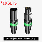 10 Set 3Pin XLR Color Head Pure Copper Pin Male and Female Audio Microphone Connector Canon Welding Plug Socket