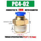 10/50PCS Pneumatic Fitting Air Connector PC 4mm 6mm 8mm 10mm 12mm Thread 1/8" 1/4" 3/8" 1/2" Hose Fittings Pipe Quick Connectors