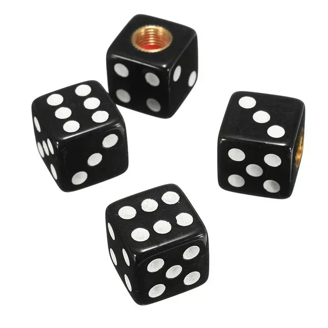 4Pcs/Set Plastic Wheel Stem Tyre Air Valve Dustproof Cap Gold Dice Tire Tyre Valve Caps Bike Auto Truck Tire Valve Dust Cap Amag