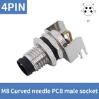 5/10 PCS M8 Straight/Curved Pin Aviation Plug Sensor PCB Bonding Plate Male and Female Socket Waterproof Connector 3/4/5/6/8P