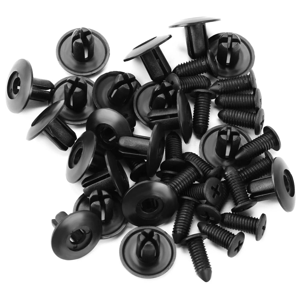 Universal Car 8mm Hole Plastic Rivets 1000/50 Fastener Push Clip Black Bumper Door Trim Panel Retainer Fastener Clip Accessories