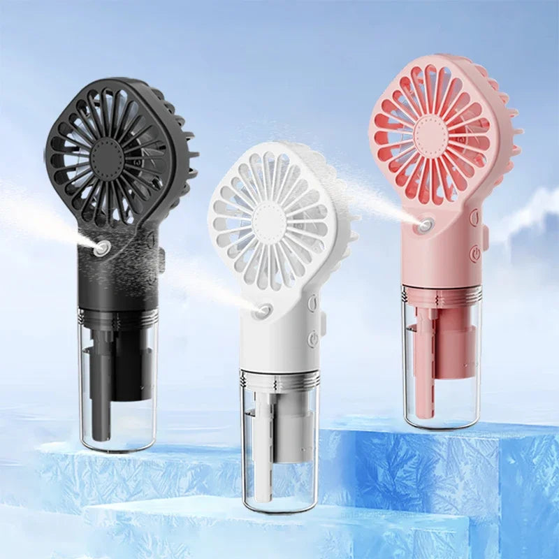 Portable Humidifier Fan Mini Handheld Mist Fan USB Rechargeable Portable Small Pocket Mini Water Humidifier Cooling Motorcycle