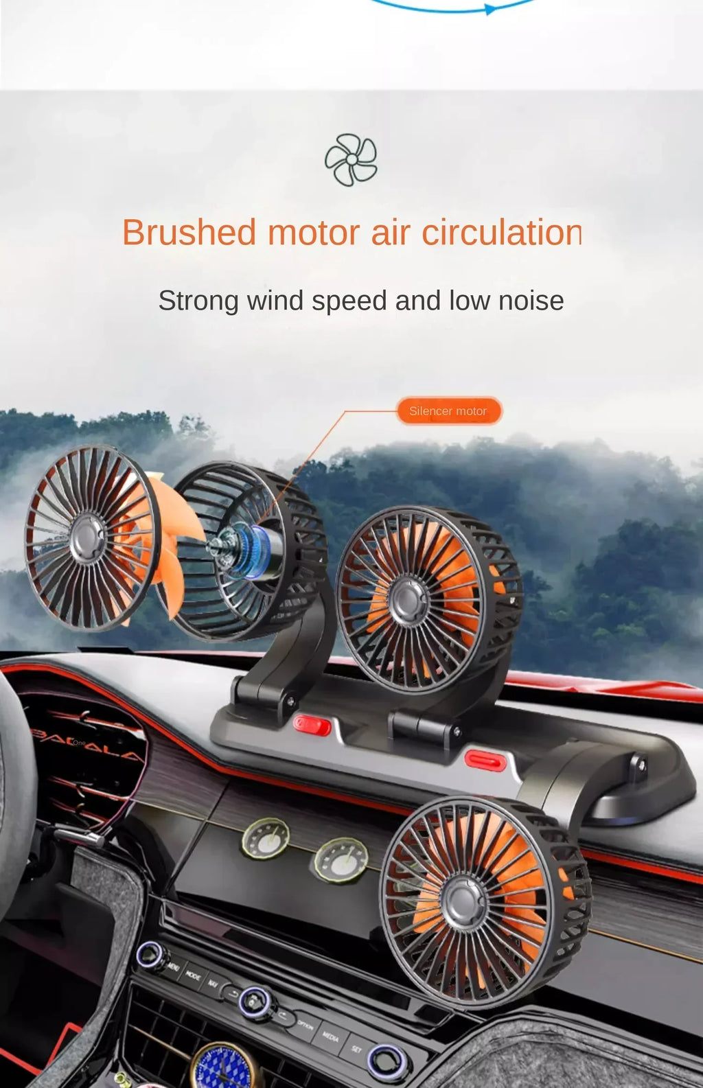 Motorcycle Special 5V 12V 24V Powerful Heads 360° Rotatable 2 Speeds Car SUV Truck BUS Van Mini Cooling Fan Amagi
