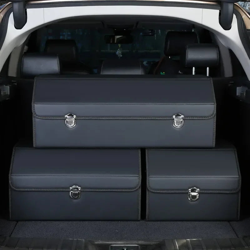 Car Trunk Organizer Box Large Capacity Auto Multiues Tools Storage Bag Stowing Tidying Leather Camping Outdoor Car Storage Bags