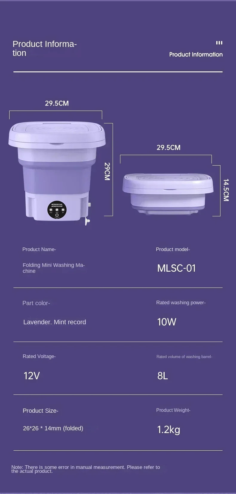 8L Portable Small Foldable Washing Machine with Spin Dryer For Socks Underwear Panties Washer Household Mini Machine Amagi