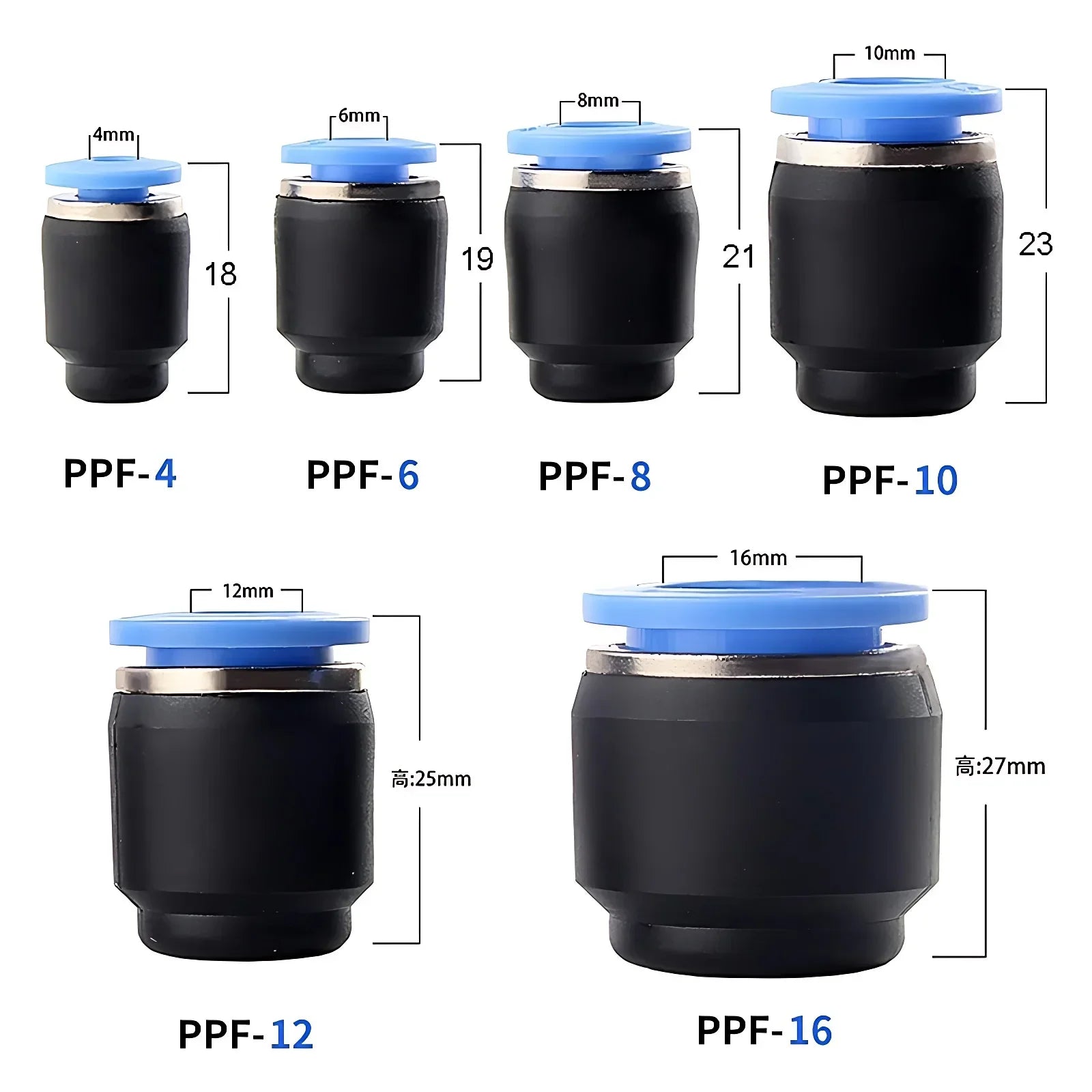 20/100/500/1000 PCS PP PPF Nylon Pneumatic Blanking Plug Hose Tube Push Fit Connector Air Line 4mm 6mm 8mm 10mm 12mm 16mm