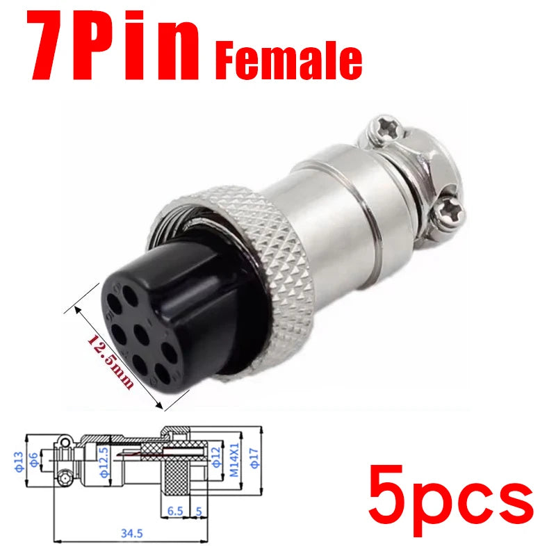 5Pcs GX16 Aviation Connector 2/3/4/5/6/7/8/9/10 Pin Male Plug Female Socket 16mm Wire Panel Mount Nut Type Circular Adapter