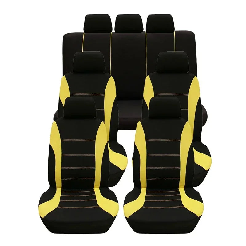 Auto Parts Car Seat Cover Polyester Fabric 5 Piece Set Four Season Universal Airbag Safe Truck Van Front/Rear Cushion amagi