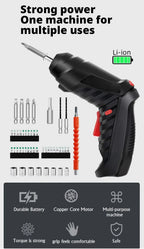 47-Piece Cordless Electric Screwdriver Kit with LED Light, Rechargeable Multifunctional Drill Driver for Home Projects