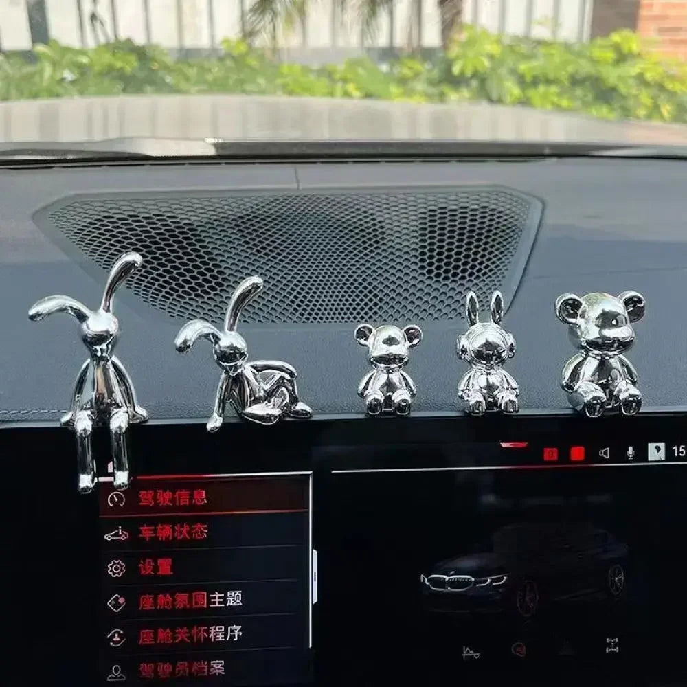 Rabbit Figurine Long-Eared Rabbit Statue Home Office Desktop Decoration Car Central Control Easter Bunny Art Ornaments Amagi