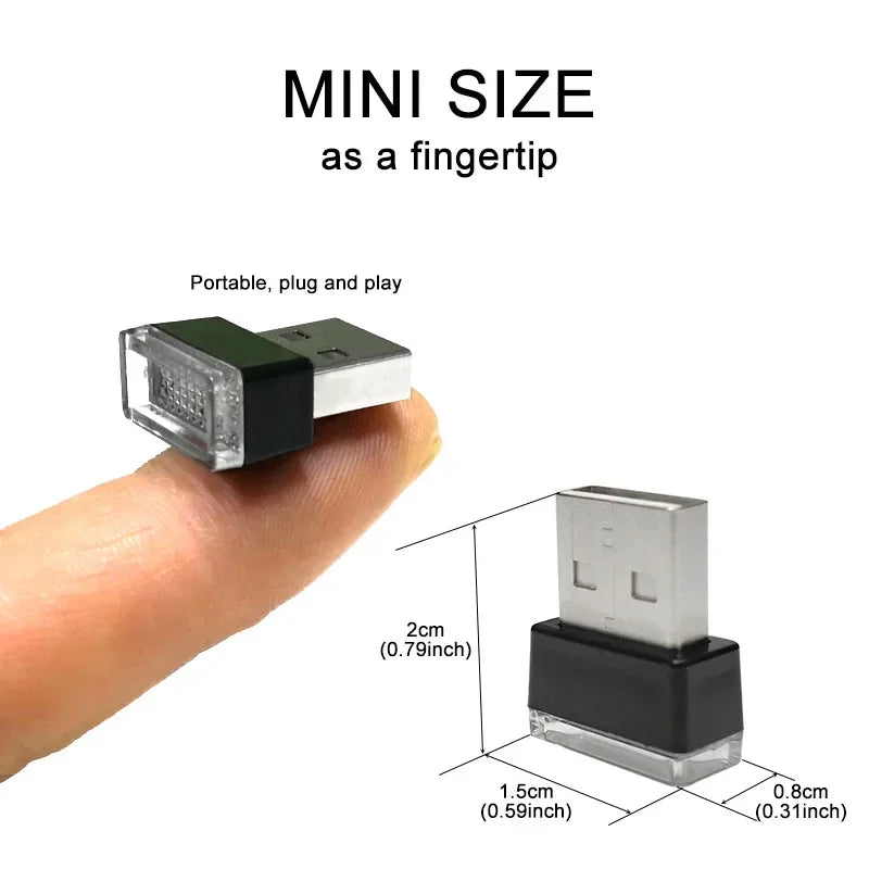 Mini LED Car Light USB Auto Interior Atmosphere Light Neon Ambient Decorative Lamp Auto Interior Decoration Accessories 7 Colors