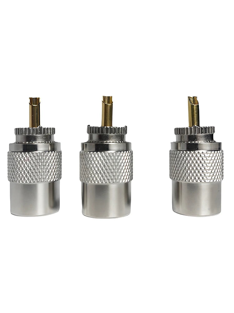 UHF Male Plug & N-Type Male Plug RF Connectors, Gold-Plated Brass Crimp Adapter for RG58 RG59 RG6U Coaxial Cable, Antenna Use