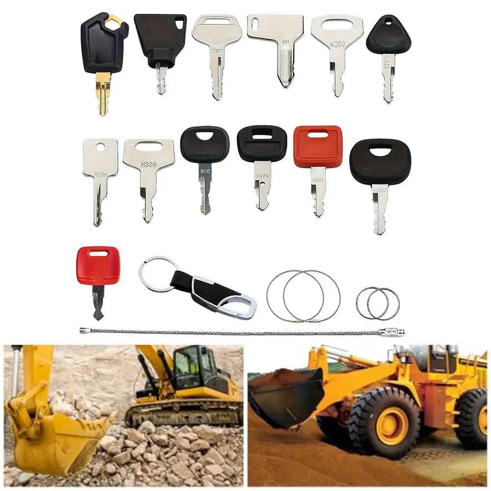 13PCS Ignition Key Set For Construction Machinery Tractors And Excavators Replacement Car Master Key Ignition Set
