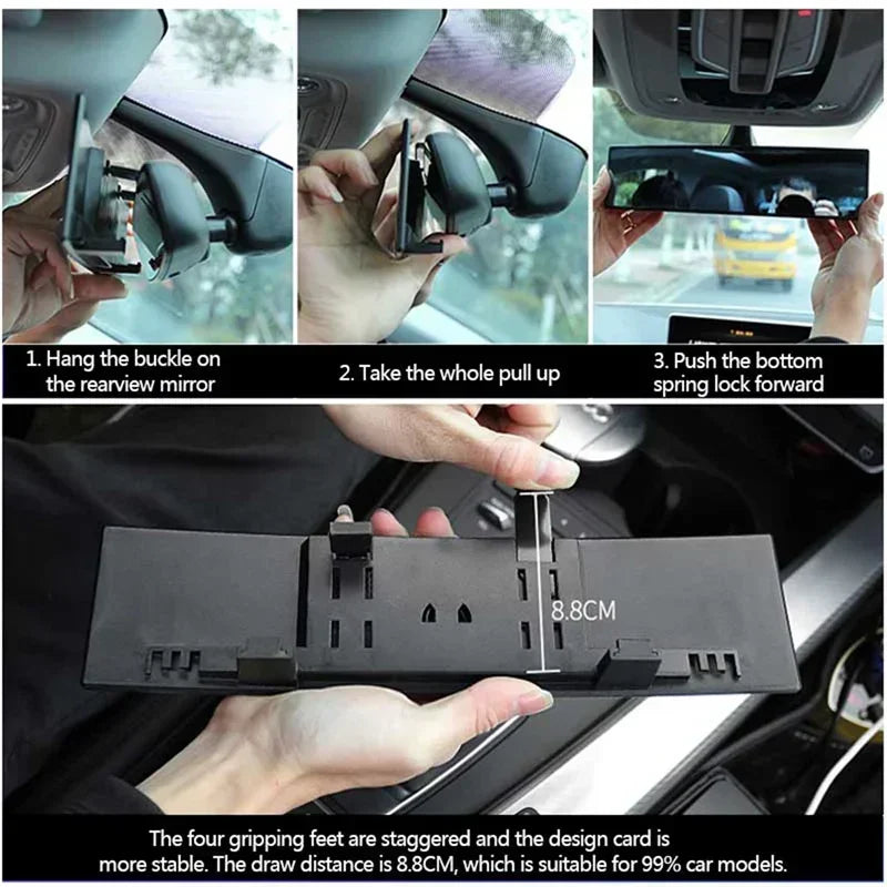 Car Snap-on HD Large Field of View Anti-fog Rear-view Mirror Universal Anti-glare Wide-angle Mirror White Car Accessories Amagi