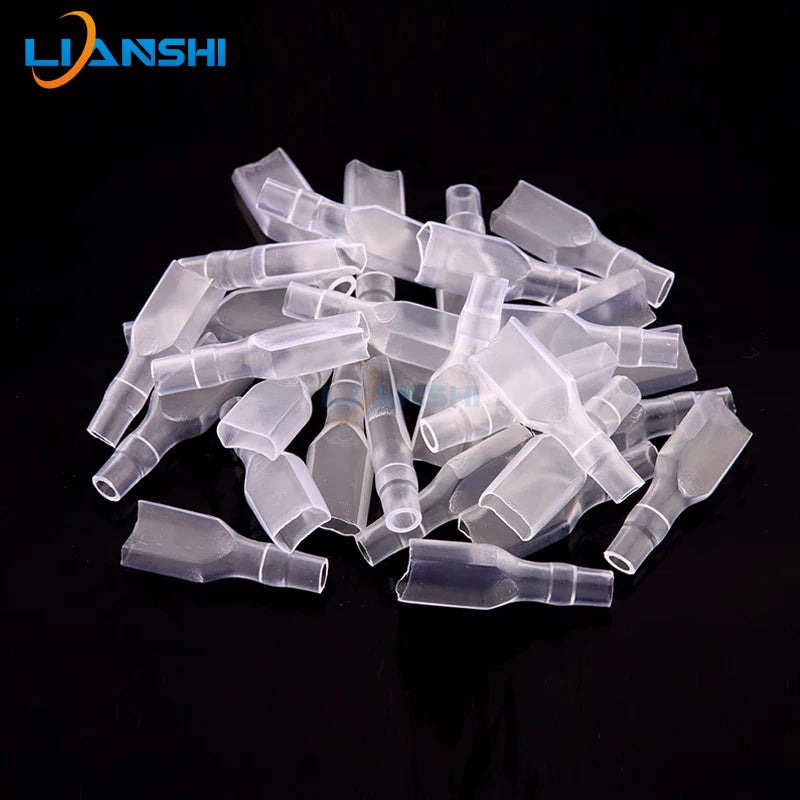 100set 6.3 Lockable spring 250 self-locking terminal switch female end with sheath DJ623-J6.3B brass tin-plated