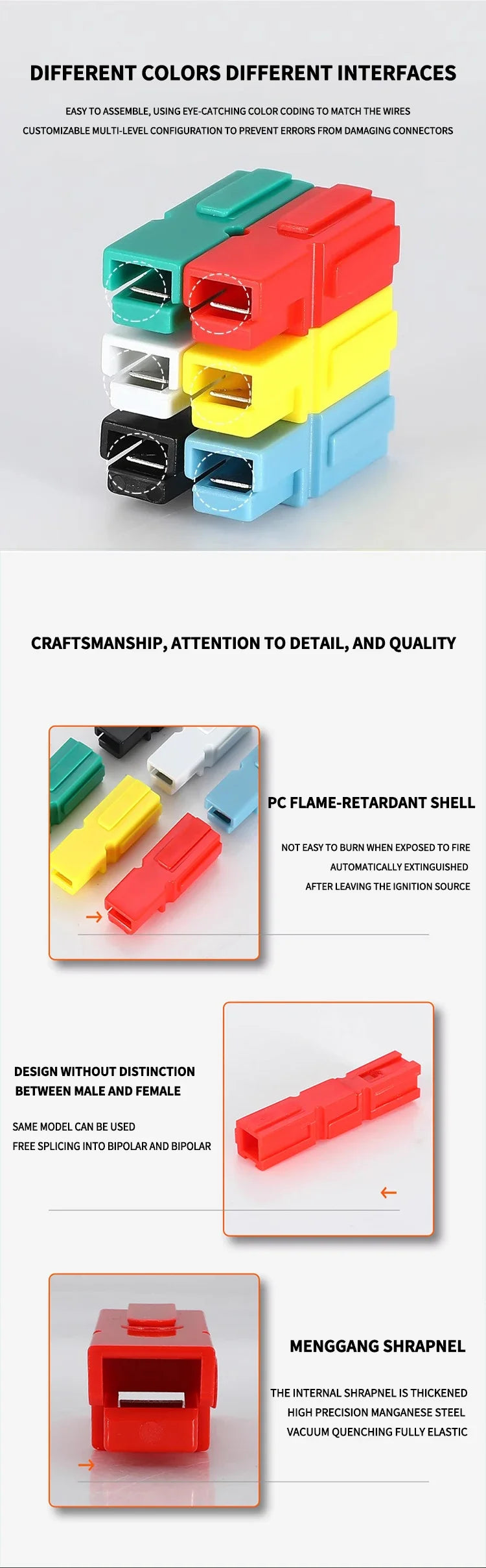 40/90/200/500Pcs/Box  Single Pole Plug 30A High Current Connector - PP Battery Forklift Power Terminals Bulk Pack