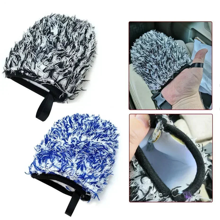 Car Tyre Cleaning Cloth Universal Car Detailer Cleaning Tool Car Wheel Cleaning Wash Glove Microfiber Auto Wash Accessorie Amagi