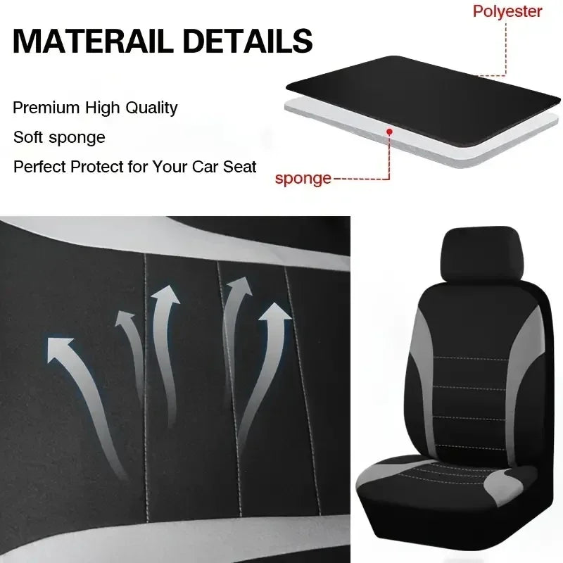 Auto Parts Car Seat Cover Polyester Fabric 5 Piece Set Four Season Universal Airbag Safe Truck Van Front/Rear Cushion amagi