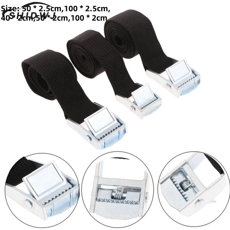 Buckle Tie-Down Belt Cargo Lashing Straps For Car Motorcycle Bike With Metal Buckle Tow Rope Strong Ratchet Belt For Luggage Bag