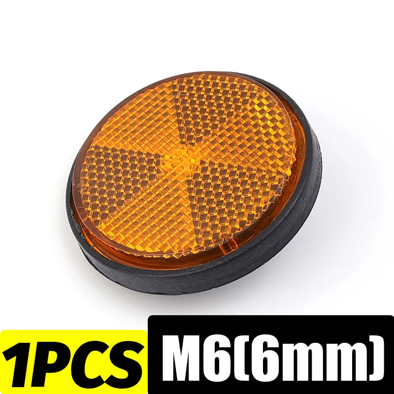 Round Motorcycle Reflector M6 Mounting Screw Night Warning Board for Dirt Bike Electric Scooter Bicycle Rear Tail Safety Lamp