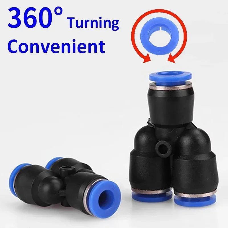 Pneumatic Push-to-Connect Fittings Kit 20/100/500PCS Y W Shaped Air Water Oil Hose Connectors for Nylon Polyurethane Tubing