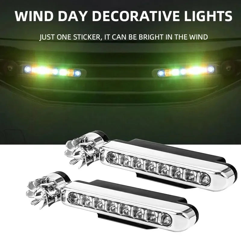 Wind Powered Car LED 8 LED DRL Daylight Running Light Auxiliary Lighting Rotation Fan Lamp Automobile Day Time Headlight Amagi