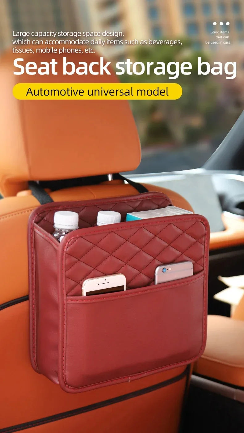2/1pcs Multifunction Car Seat Hanging PU Leather Storage Bag Organizer Rear Seat Hanging Pouch Tissue Box Trash Dustb Accessorie