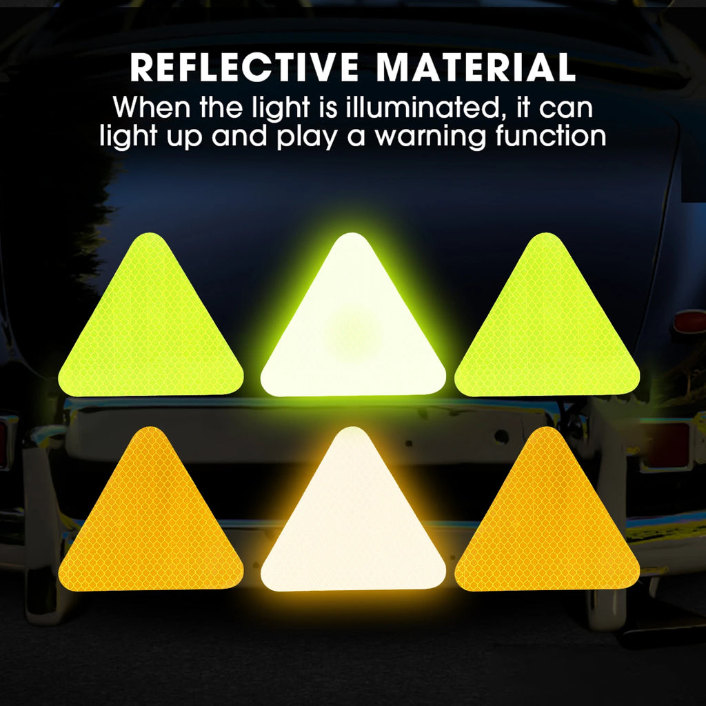 Car Reflective Stickers Night Light Safety and Warning Triangle Reflector Rear Light Sign Strips Exterior Decoration Accessories
