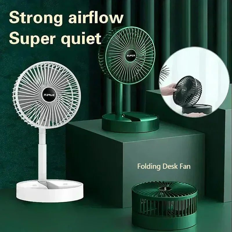 Retractable Small Electric Fan USB Charging Portable Foldable Mini Fan High Duration Low Noise for Home Office Amagi
