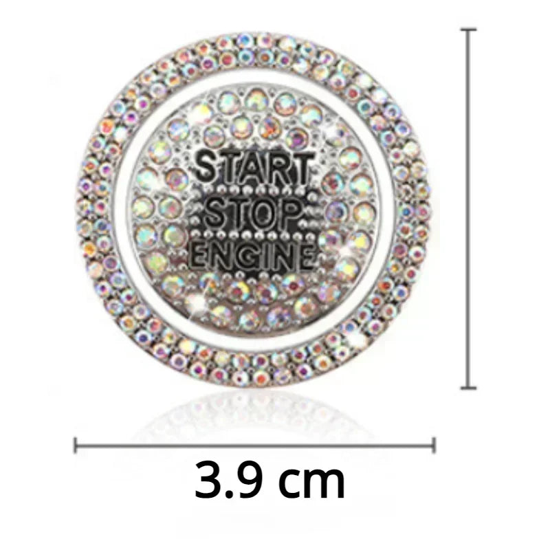 Car One-click Start Button Interior Engine Ignition Start Stop Button Protective Cover Crystal Decoration Car Accessories amagi