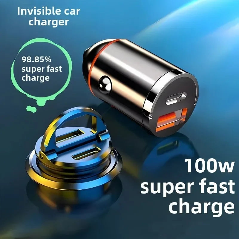 Motorcycle Hidden Car Charger Super Fast Charge Car Cigarette Lighter Conversion Plug One for Two Invisible Car Charger Amagi