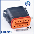 Black 12 Pin Male Female Automotive Waterproof Connector Sealed Plug DT06-12SB DT04-12PB With Pins For Deutsch DT Series