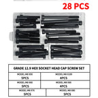 Grade 12.9 Carbon Steel Socket Head Cap Screws Kit, M3 M4 M5 M6 M8 Assortment, High Tensile Hex Bolts, Rust Resistant, Allen Key