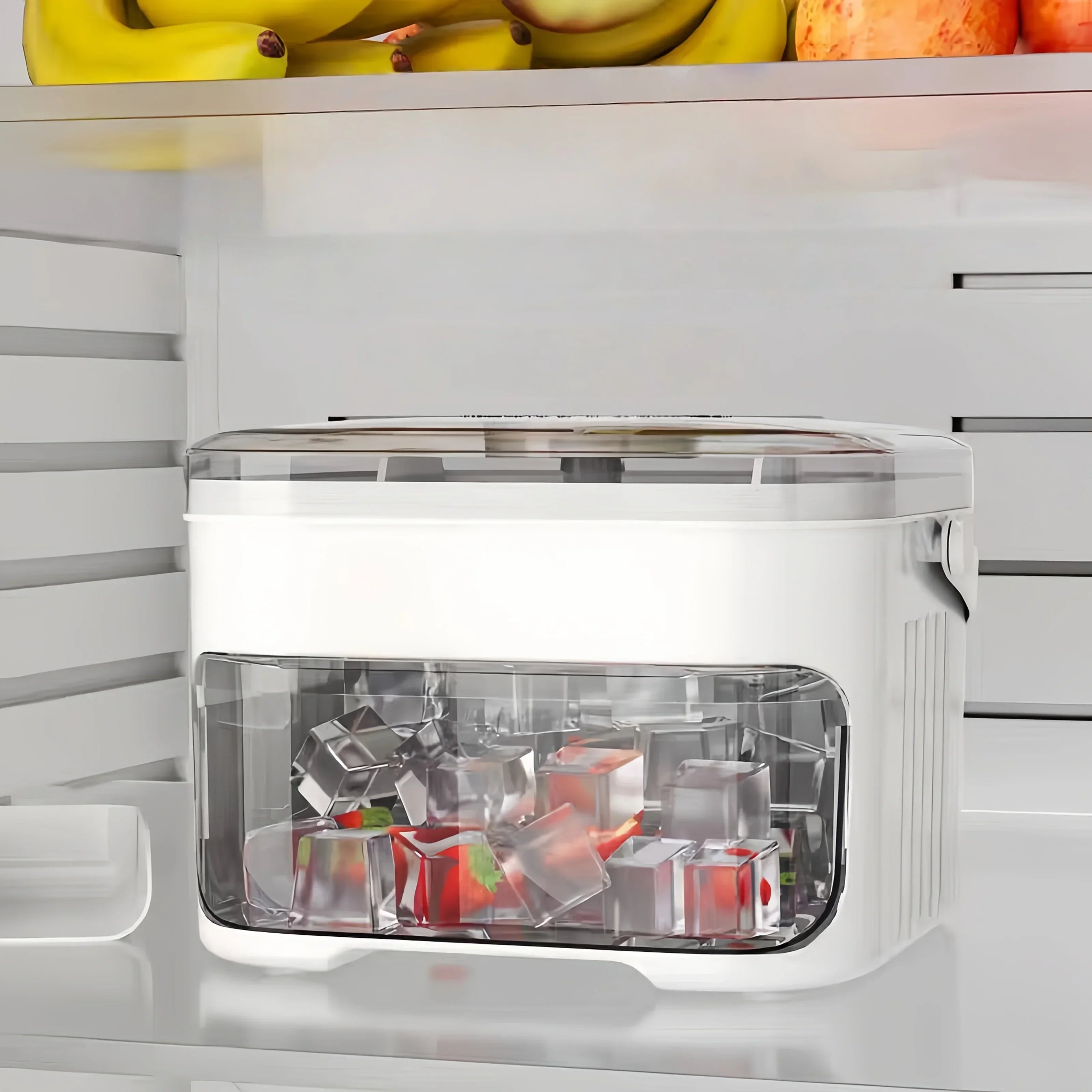 Ice Maker with Easy Press Cap with Easy-press Lid Double-layer Ice Cube Machine Reusable Large Capacity Ice Cube Mold Amagi