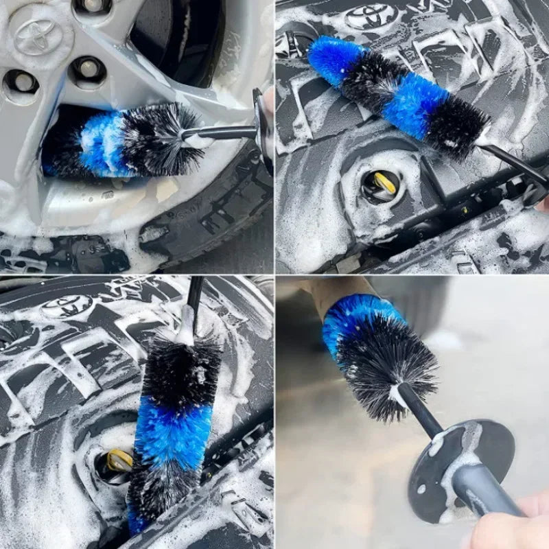 Car Wheel Multifunction Cleaning Brush Long Soft Handle Rim Hub Microfiber Brush Tire Detail Brush Auto Motorcycle Washing Amagi