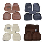 Universal PU Leather Car Floor Mats - 5-Piece Full Set Anti-Slip Vehicle Foot Rugs All-Weather Protection Fits Duster Tool Amagi