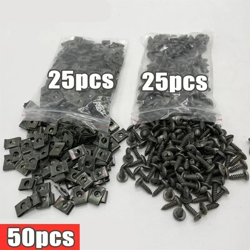 Metal U-Type Screw Fastener Clip Car Base Anti-rust Clamp Fastener Bumper Fender Trim Panel Fastener Board Protection Amagi
