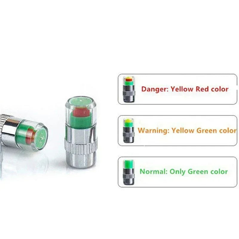 4/2pcs Car Tire Pressure Guage Valve Cap Sensor Indicator Alert Monitoring Tool Motorcycle Tyre Cap Indicator Air Pressure Gauge