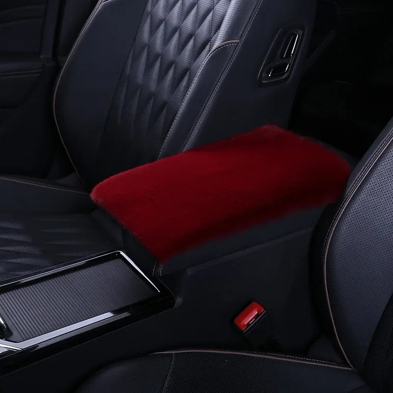 Imitation Rabbit Plush Car Armrest Box Mat Interior Center Armrest Box Cover Handhold Cover Mat Protection Mat Accessories Tools