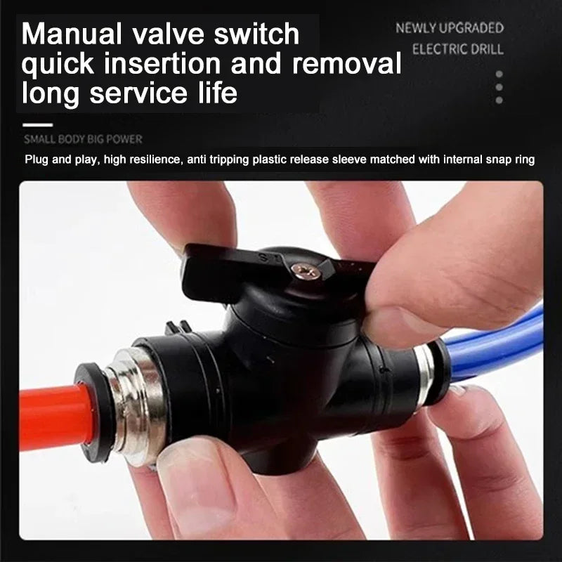 BUC Pneumatic Manual Valve - Straight Head Quick Coupling Steering Switch Manual Ball Valve for Air Hose (4mm,6mm,8mm,10mm,12mm)