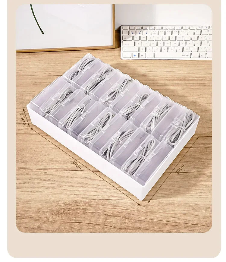 Data Cable Storage Box Home Phone Charger Separate Storage Box Desktop Cable Organizer Multifunctional Storage Organizer Amagi
